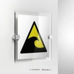 Cartello attenzione zona pericolo tsunami W056