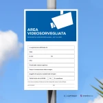 Cartello area videosorvegliata con legge mod. verticale