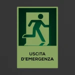 Cartello uscita d'emergenza con testo mod. verticale