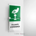 Cartello pulsante d'emergenza con testo mod. verticale