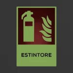 Cartello estintore antincendio con testo mod. verticale