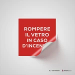 Cartello rompere il vetro in caso di incendio