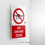 Cartello no drone zone con testo mod. verticale