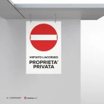 Cartello vietato l'accesso proprietà privata con testo mod. verticale