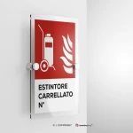 Cartello estintore antincendio con testo mod. verticale