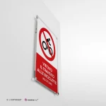 Cartello vietato il transito alle biciclette con testo mod. verticale