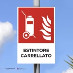 Cartello estintore antincendio con testo mod. verticale