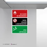 Cartello in caso di incendio non usare l'ascensore, usa le scale mod. verticale