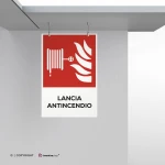 Cartello lancia antincendio con testo mod. verticale