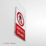 Cartello vietato salire con testo mod. verticale