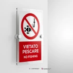 Cartello vietato pescare con testo mod. verticale