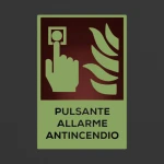 Cartello pulsante allarme antincendio con testo mod. verticale