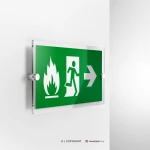 Cartello uscita d'emergenza con fiamma mod. 2:1