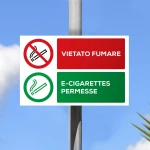 Cartello vietato fumare, sigarette elettroniche permesse mod. orizzontale