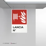 Cartello lancia antincendio con testo mod. verticale