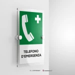 Cartello telefono d'emergenza con testo mod. verticale