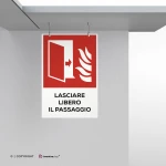 Cartello porta tagliafuoco antincendio con testo mod. verticale