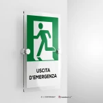 Cartello uscita d'emergenza con testo mod. verticale