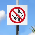 Cartello vietato entrare con oggetti metallici P008