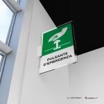 Cartello pulsante d'emergenza con testo mod. verticale
