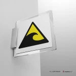 Cartello attenzione zona pericolo tsunami W056