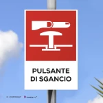 Cartello pulsante di sgancio con testo mod. verticale