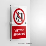 Cartello vietato spingere con testo mod. verticale
