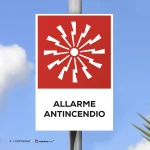 Cartello allarme antincendio con testo mod. verticale