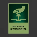 Cartello pulsante d'emergenza con testo mod. verticale