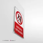 Cartello vietato spingere con testo mod. verticale