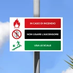 Cartello non usare l'ascensore in caso di incendio