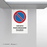 Cartello vietato parcheggiare con testo mod. verticale