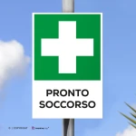 Cartello pronto soccorso con testo mod. verticale