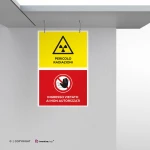 Cartello pericolo radiazioni, vietato l'ingresso ai non autorizzati mod. verticale