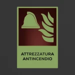 Cartello attrezzatura antincendio con testo mod. verticale
