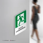 Cartello uscita d'emergenza con testo mod. verticale
