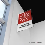Cartello allarme antincendio con testo mod. verticale