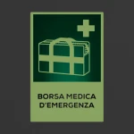 Cartello borsa medica d'emergenza con testo mod. verticale