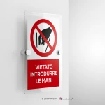 Cartello vietato introdurre le mani con testo mod. verticale