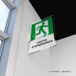 Cartello uscita d'emergenza con testo mod. verticale