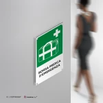 Cartello borsa medica d'emergenza con testo mod. verticale