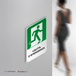 Cartello uscita d'emergenza con testo mod. verticale