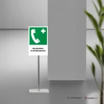Cartello telefono d'emergenza con testo mod. verticale