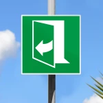 Cartello senso di apertura porta d'emergenza E022 / E023 / E057 / E058