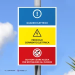 Cartello quadro elettrico, qui non usare acqua mod. verticale