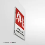 Cartello coperta antifiamma con testo mod. verticale