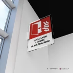 Cartello porta tagliafuoco antincendio con testo mod. verticale