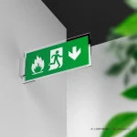 Cartello uscita d'emergenza con fiamma mod. 2:1