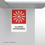 Cartello allarme antincendio con testo mod. verticale