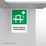 Cartello borsa medica d'emergenza con testo mod. verticale